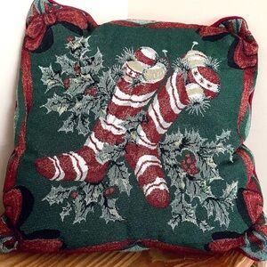 Martha Stewart Christmas Stocking Tapestry Throw Pillow